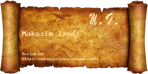 Makszim Izsó névjegykártya